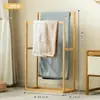 Estante de pie para toallas japonés transfronterizo, independiente, sin perforaciones, simple, estante para bañera, estante para toallas, estante de almacenamiento para baño, estante con barra para colgar