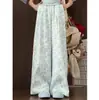 Pantalones Anchos Florales de Talla Grande para Mujer, Nuevos de Primavera 2026, Pantalones Casuales de Pierna Recta de Cintura Alta para Mujeres Petite, Pantalones Largos hasta el Suelo