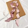 Bufanda de Seda Retro Francesa Primavera y Otoño para Mujer Lazo Largo para Bolso Cinta Flor de Lazo Estilo Extranjero Moda Diadema Larga Pequeña