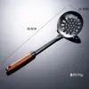 Juego de Espátula y Cuchara de Acero Inoxidable con Mango Creativo de Madera de Sándalo, Espátula Gruesa para Cocinar y Cuchara Sopera para Uso Doméstico, Cuchara Coladora para Olla Caliente
