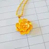 Collar Colgante Flor de Peonía Oro Arena Vietnamita Latón Chapado en Oro Cadena Clavícula Colgante Collar Regalo de Vacaciones