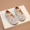 Zapatos para Niñas Zapatos de Princesa de Cuero con Cristales para Niños 2026 Nuevo Primavera Elsa Zapatos Planos Suaves para Niñas Bebé