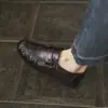 2026 Nuevo Estilo Mocasines de Piel de Anguila para Mujer Zapatos Pequeños de Cuero Arrugado Retro Punta Cuadrada Tacón Bajo Slip-ons para Viaje Diario Zapatos Individuales