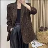 Blazer feminino estampa de leopardo 2026 outono novo design nicho solto casual petite estilo coreano jaqueta moderno