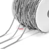 Cadena de eslabones para pulsera de moda DIY, accesorio de joyería, cadena de pinza de perla cuadrada con baño de vacío de acero inoxidable transfronteriza, venta al por mayor