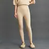 Calça Térmica Feminina de Cashmere com Listras Verticais Outono e Inverno Nova Versátil Casual Resistente ao Frio Legging Engrossada de Cor Sólida para Pernas Afuniladas