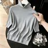 Comércio Exterior Outono-Inverno Estilo Casual Camiseta Básica Fina de Gola Alta para Mulheres, Blusa de Tricô Elegante de Cinco Mangas, Novo Modelo 2026