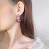 Accesorios de Joyería Pendientes, Estilo Europeo y Americano con Incrustaciones de Diamantes Corindón Rojo Simulado Pendientes de Moda Azul Real para Mujer, Al por Mayor en Stock