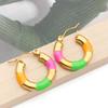 1 Pendientes Colgantes Colgantes de Acero Inoxidable con Recubrimiento al Vacío de Colores Gotas de Aceite con Cierre Redondo de Bambú Accesorios para Joyería DIY