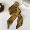 Bufanda larga delgada de seda retro francesa con flores y hierba, banda para el cabello, temperamento de alta gama, suave lazo para el cabello, cinta, pañuelo decorativo para la cabeza, tocado
