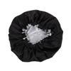 Gorro de Noche Doble Capa de Satén Europeo y Americano con Hebilla Elástica Invisible Ajustable de Seda Artificial Color Sólido Doble Cara para Lavar y Ducha