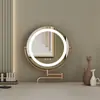 Espejo LED para maquillaje, espejo de tocador de escritorio, fuente de luz giratoria de tres colores, espejo inteligente de alta definición con luz de relleno