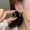Pendientes de estilo chino con diseño irregular, retorcidos, rurales, retro, versátiles, geométricos, en forma de U, con hilo de viento frío y hebilla para mujer.
