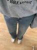 Jeans de Pierna Recta para Mujer con Forma de Pera, Nuevo Estilo de Otoño, Talla Grande, Cintura Alta, Holgados, Adelgazantes, Pierna Ancha, Largo hasta el Suelo
