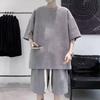 Nuevo conjunto de pantalones cortos Waffles de verano para hombre, conjunto de ropa de manga corta para hombre con ropa deportiva de marca de moda y atractiva.