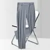 Calças Casuais Masculinas de Seda Leite de Verão de Alta Qualidade, Calças Masculinas Lisas e Sedosas, Calças Sociais Masculinas de Seda Gelo Fina de Verão com Alta Elasticidade em Nylon de Corte Reto
