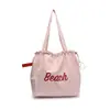 Nova Bolsa de Nylon com Letras Estilo Coreano, Casual, Fashion, Bolsa de Ombro Versátil, Estilosa, Leve, Cordão, Bolsa Tote de Grande Capacidade