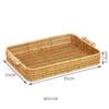 Bandeja de Frutas de Mimbre Sintético, Bandeja de Almacenamiento de Pan Estilo Japonés Tejida a Mano, Bandeja para Bollos al Vapor para Sala de Estar Almacenamiento en Casa, Bandeja de Mimbre con Doble Asa