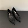 Zapatos de Commuter Retro de Punta Fina con Tacón Grueso y Boca Baja para Mujer 2025 Otoño Nuevo Diseño Versátiles de Gamuza