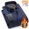 26 Nuevo Estilo Otoño/Invierno Camisa Cálida de Cachemira Gruesa con Forro Polar Sin Costuras para Hombre, Informal a Cuadros de Corte Holgado para Hombres de Mediana Edad