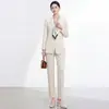 Conjunto de traje de mujer Miyake, estilo ligero y maduro, temperamento profesional, conjunto de dos piezas de chaqueta blazer y pantalones rectos para otoño