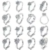 Anel Feminino Aberto Quadrado Seis Garras Fornecimento ao Vivo Atacado Fabricante Diamante Moissanite Sintético Super Brilhante 0,05kg Quilate