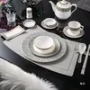 Ventilador de Mesa Redondo de Cuero de Hotel de Lujo de Gama Alta con Forma de Mesa de Comedor Esterilla Antideslizante Impermeable a Prueba de Aceite Esterilla para Vajilla Esterilla de Aislamiento Térmico