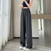 Calça de Terno de Seda de Gelo Ultrafina para Mulheres, Novo Estilo Verão 2026, Emagrecedora, Para o Trabalho, Corte Reto, Caimento Fluido, Toque de Luxo, Calça Casual Wide-Leg