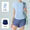 Nueva Camiseta de Manga Corta Elástica con Cuello Redondo para Mujer, Ropa de Secado Rápido para Entrenamiento de Fitness, Moldeadora de Cintura, Secado Rápido, Transpirable para Correr, Conjunto