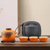 Set de Té de Viaje Taza Expreso traje Bolsa de Transporte Té Kung Fu Taza de Té Camping Una Olla Dos Tazas Tetera para Exteriores para Negocios