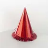 Tocado de película de aluminio transfronterizo sombrero de cumpleaños color sólido niños adulto papel decorativo láser brillante color papel facial brillante