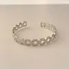 Pulsera Abierta de Metal Ojo de Gato para Mujer, Venta Directa de Fábrica, En Stock, Joyería Sólida de Gama Alta, Soporta Dropshipping
