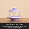 Tazón Cubierto de Vidrio No Caliente Sancai del Fabricante Flor de Orquídea Pintada a Mano Juego de Té Kung Fu Tazón de Té Cerámico Elegante Chino