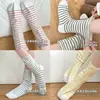 Calcetines posparto con rayas de colores, calcetines holgados cálidos, calcetines para aire acondicionado, algodón, absorbentes de sudor, transpirables, amigables con la piel, cómodos calcetines de media pantorrilla