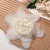 Chica de Deseo Puro Tela de Malla Borde Quemado Flor Botón Camelia DIY Accesorios para el Cabello Hechos a Mano Pasador Accesorios para Mujer Venta al por Mayor
