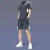 Traje Deportivo Casual de Secado Rápido para Hombre Conjunto de Dos Piezas de Pantalones Cortos y Camiseta de Manga Corta Verano Seda de Hielo Camiseta para Correr Entrenamiento de Maratón