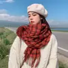 Capa cálida de doble cara estilo coreano para mujer, versátil, de cachemir grueso similar, para oficina, bufanda para primavera y otoño con aire acondicionado