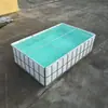 Estanque de Peces de Lona de Cuatro Piezas con Marco, Tubo Redondo Galvanizado, Lona de Montaje Exterior, Tanque de Cría Impermeable