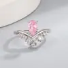 Transmissão Ao Vivo do Tiktok Mais Vendido Amazon Comércio Exterior Moda Cristal Colorido Gota d'Água Zircônia Joias Anel Feminino Criativo Cravejado de Diamantes