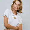 Collar de Espejo Plano de Oro de 18 Quilates Longitud Ajustable Asimétrica Cordón de Cuero Cadena para Clavícula Joyería Transfronteriza Europea y Americana