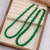 Novo estilo chinês verde jade colar frisado vintage yuanbao fivela moda todos os jogos luz de luxo high-end mulheres antigas