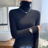 Suéter de Lana de Cuello Alto Ajustado Color Sólido Suéter Interior para Mujer Color Sólido Combinable Cuello Alto Cachemira Tejido Camisa Base