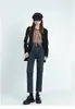 Jeans Cropped Reto Estilo Americano para Mulheres, Outono Cintura Alta Emagrecedor Petite Plus Size Calça Cigarette Estreita