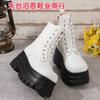 Venta al por mayor Exportación Transfronteriza Talla Grande Europea y Americana En Stock 2025 Encaje Frontal Tacón Súper Alto Botas para Mujer Otoño e Invierno Nuevas Botines Cortos de PU