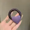 Elástico de Cabelo Cor Sólida com Coração de Tecido para Mulheres, Estilo Fresco e Doce, Corda de Cabelo de Alta Elasticidade, Simples e Versátil, Acessório de Cabelo Redutor de Idade