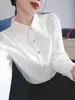 Camisa de Cuello de Muñeca para Mujer de Primavera y Otoño Transfronteriza Europea y Americana de Amazon, Blusa Versátil de Manga Larga para Primavera y Otoño