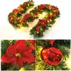 Guirlanda de Natal Pré-iluminada de 1.8m com Luzes, Pinhas e Frutas Vermelhas, Decoração de Escada para Festas