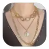 Collar de Cadena Cubana en Capas Transfronterizo Cadena Gruesa Cierre OT Personalizado Estilo Hip-Hop Punk Joyería para Mujer
