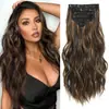 Set de Extensiones de Cabello Sintético con Pinzas 6 Piezas Exportación 13 Pinzas Peluca Larga Rizada en Stock Peluca Rizada Pieza de Cabello Ondulado