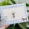 Zircônio Azul das Maldivas Coração de Urso Aço Titânio Hélice de Orelha Urso Fofo Versátil Doce Cool Moda Coração Kawaii